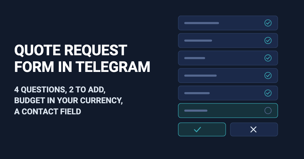 Quote Request Form in Telegram: 4 Questions