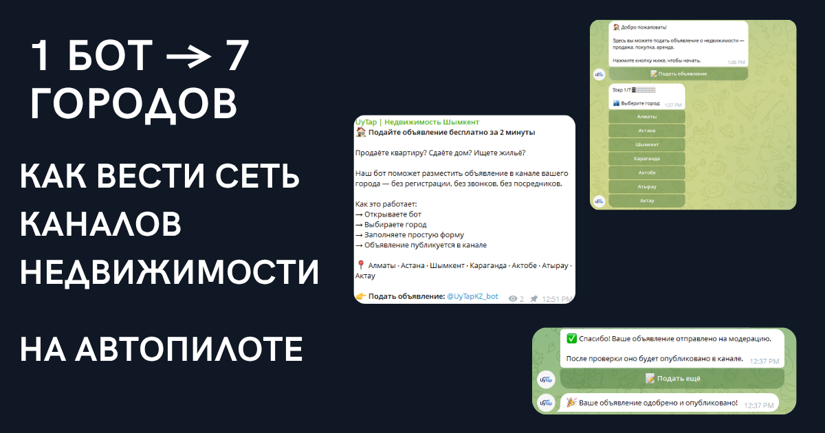 Кейс UyTap: 7 городов Казахстана, 1 бот, ноль ручной работы