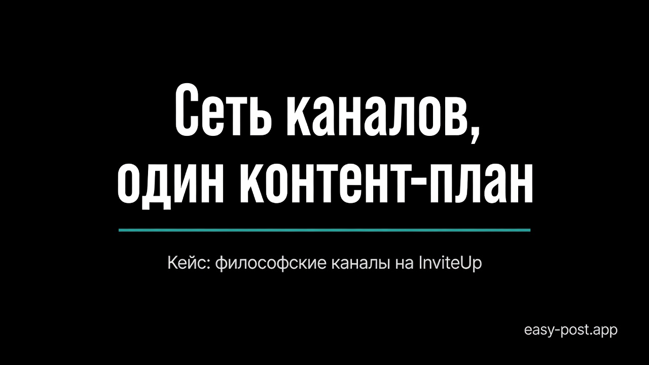 Сеть философских каналов: контент-план InviteUp и кроспостинг
