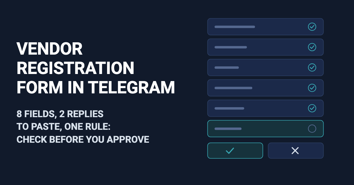 Vendor Registration Form in Telegram: 8 Fields