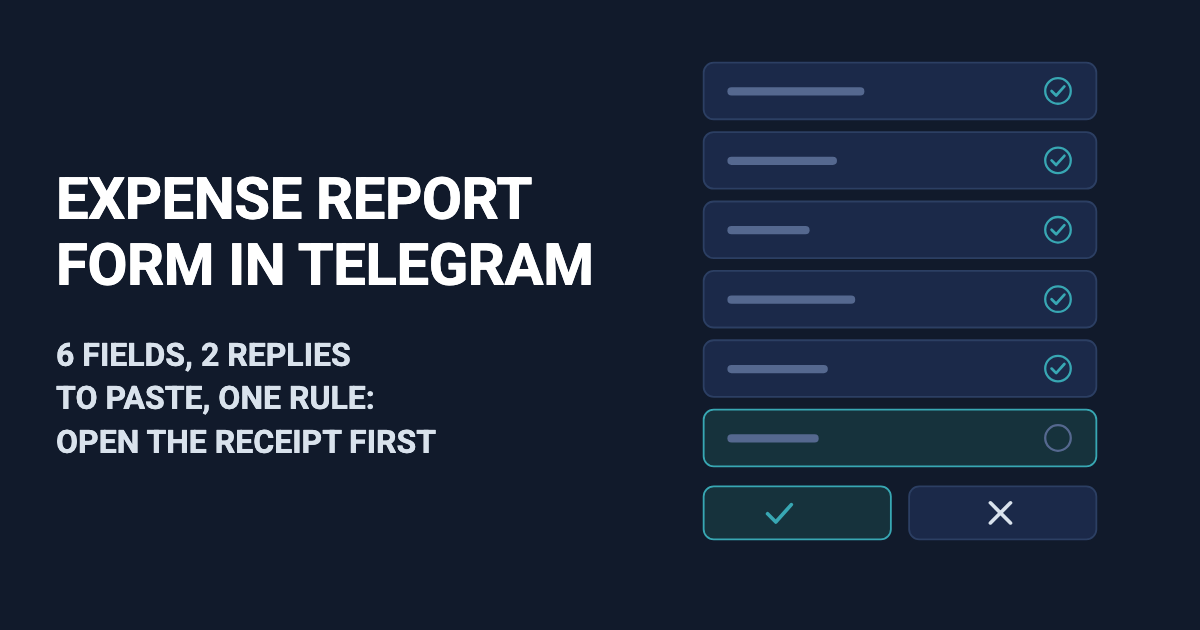 Expense Report Form in Telegram: 6 Fields